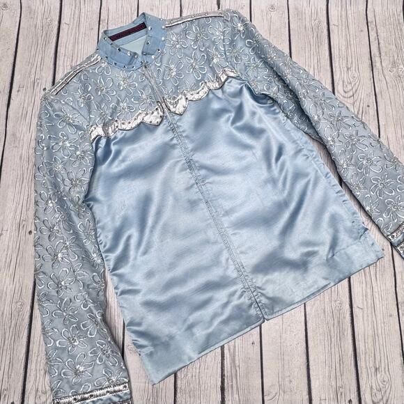 Nancy Voeltz Original Custom Western Show Jacket Baby Blue Size Medium - Picture 1 of 4
